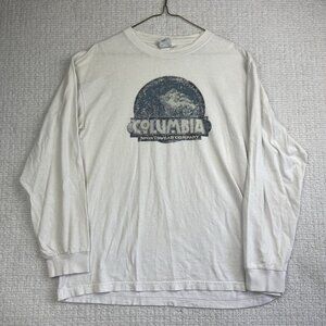 VTG 90s Columbia Sportswear Distressed Mountains Outdoor Print Faded Men L Read*
